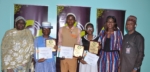 From left: Director of Science, Technology and Vocational Education, FCT Education Secretariat, Hajiya Ramatu Habu; first place winner, Uchechukwu Chidera Ukwuoma; third place winner, Favour Onyekachi Egwu; second place winner, Emmanuella Chiemeke; PR Lead, 9mobile, Chineze Amanfo; and Director of Network Operations, 9mobile, Abdulmutallib Mohammed, at the grand finale of the 9mobile Essay Competition on the Environment in Abuja
