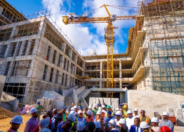 Ongoing construction of the new Massey Street Children's Hospital, Adeniji Adele, Lagos Island, being inspected by Governor Babajide Sanwo-Olu on Thursday